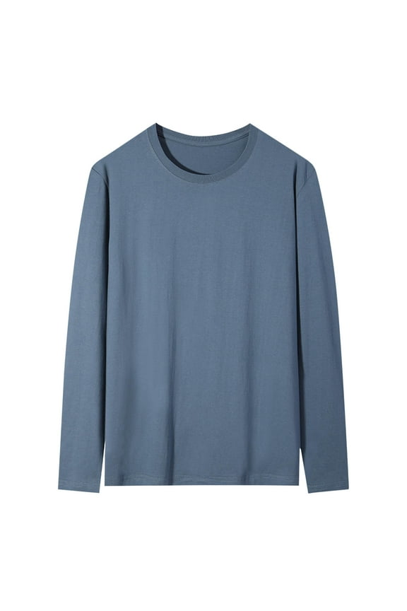 Men's Classic Casual Thermal Shirt with Pocket Design, Solid Color Long Sleeve Crew Neck T-Shirt for Daily Wear and Work