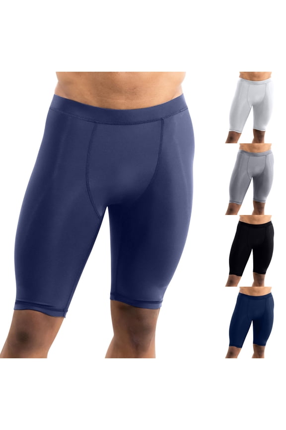 Men's Compression Workout Shorts, Tight Fit Gym Shorts for Running & Training, Solid Color Performance Base Layer White, M