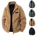 thumbnail image 1 of Lovzfmll Men's Corduroy Sherpa Jacket, Thickened Fleece Lining, Button Front Plaid Shirt, Long Sleeve Warm Outerwear, Winter Jackets for Men, 1 of 9
