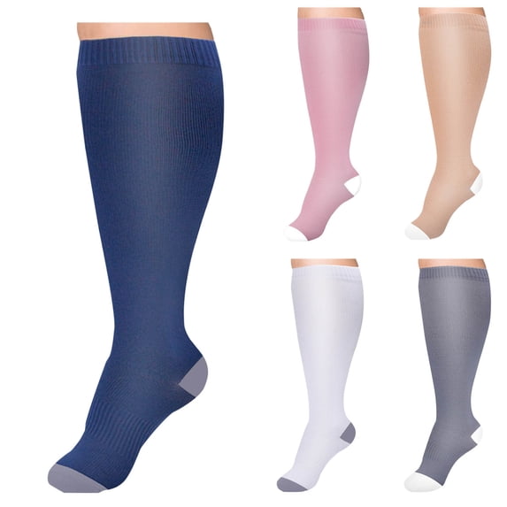 Lovzfmll Men's Crew Socks, Casual Solid Running Fitness High Socks, Plus Extra Large Nylon Nurse Socks Black, 3XL