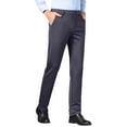 thumbnail image 1 of Lovzfmll Men's Dress Pants Relaxed Fit, Stretch Wrinkle Free Business Formal Pants, High Waist Work Suit Trousers, Full Length Dressy Office Pants, 1 of 4