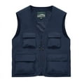 thumbnail image 1 of Lovzfmll Men's Lightweight Softshell Vest Windproof Sleeveless Jacket for Travel Hiking Running Work Solid Color Stand Collar Multiple Pockets Outdoor Sports Photography Coat Dark Blue 2XL, 1 of 2