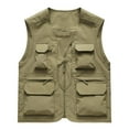thumbnail image 1 of Lovzfmll Men's Lightweight Softshell Vest Windproof Sleeveless Jacket for Travel Hiking Running Work Solid Color Stand Collar Multiple Pockets Outdoor Sports Photography Coat Khaki M, 1 of 7