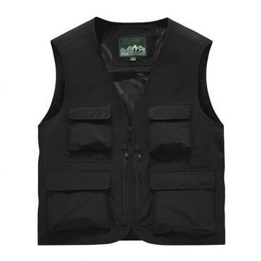 Lovzfmll Men's Lightweight Softshell Vest Windproof Sleeveless Jacket for Travel Hiking Running Work Solid Color Stand Collar Multiple Pockets Outdoor Sports Photography Coat Black 2XL