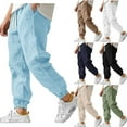 thumbnail image 1 of Lovzfmll Men's Linen Pants, Comfort Loose Casual Joggers with Drawstring Waist & Pockets, Solid Color Everyday Fall Clothes, 1 of 6