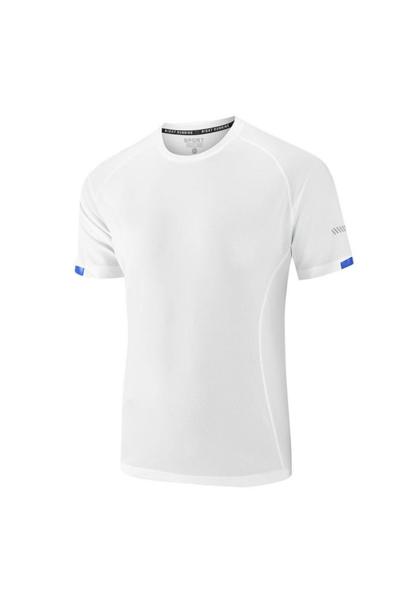 Men's Quick-Dry Short Sleeve Tee, Solid Color Moisture Wicking Workout Top, Athletic Fit Performance Shirt