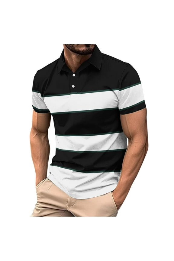 Men's Raglan Sleeve Color Block Top, Sport Jersey Style Collared Shirt, Casual Button Down Comfort Tee