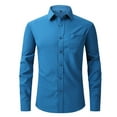thumbnail image 1 of Lovzfmll Men's Shirts, Solid Essential Button-Down Shirt, Casual Versatile for Work Business, V-Neck Relaxed Fit Long Sleeve Fall Clothes, 1 of 3