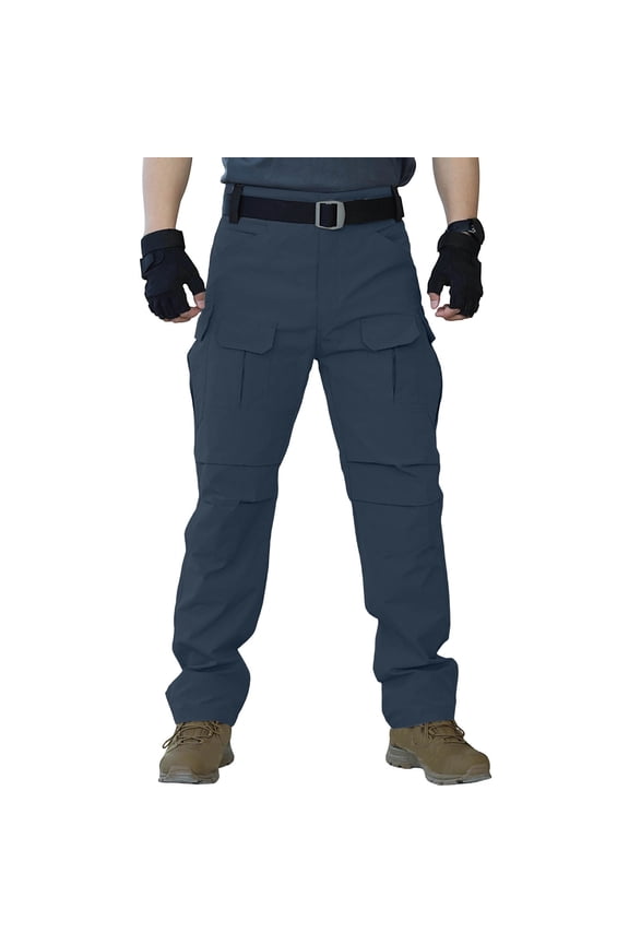 Men's Straight Leg Pants, Solid Color Outdoor Water-Resistant Windproof Multi-Function Pants, Athletic Active Fit Full Length Pants