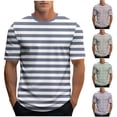 thumbnail image 1 of Lovzfmll Men's Striped Print Short Sleeve Tee, Athletic Casual Crewneck Top, Sporty Comfort Graphic Shirt, 1 of 5