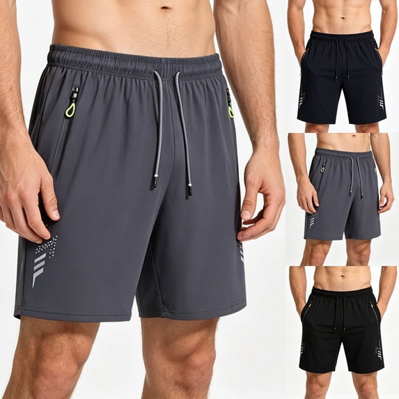 Lovzfmll Men's Summer Ice Silk Loose Sports Thin Running Casual Fast-Drying Shorts, Athletic Bermuda Shorts Dark Gray, XL