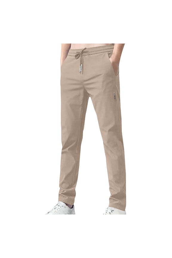 Men's Sweatpants, Athletic Golf Pants with Drawstring Waist & Pockets, Relaxed Full Length Comfort Casual Trousers