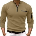 thumbnail image 1 of Lovzfmll Men's T-Shirts Plus Size 3/4 Zipper Long Sleeved with Arm Zipper Striped Long Sleeved Sports Solid Color Casual Loose Stand up Collar Pullover Tops, 1 of 6