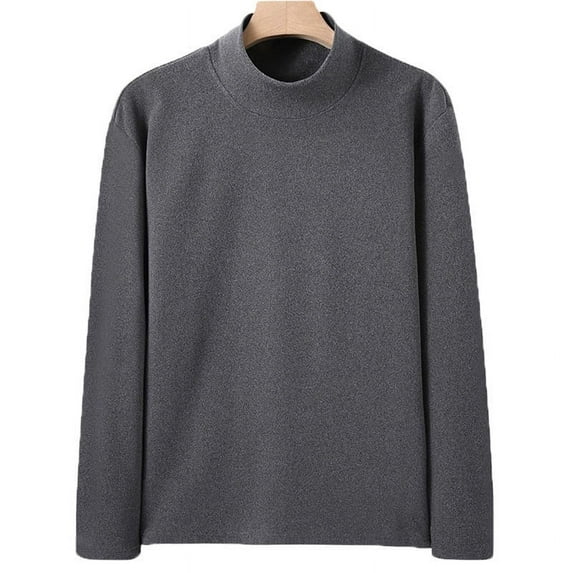 Lovzfmll Men's Thermal Top with Solid Color Long Sleeve, Crew Neck Base Layer with High Elasticity and Breathable Fabric for All-Day