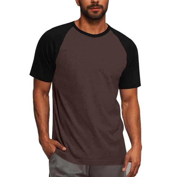 Lovzfmll Men's Two-Tone Pullover Performance Tee, Workout & Lounge Crewneck, Comfort Fit Athletic Sleep Shirt