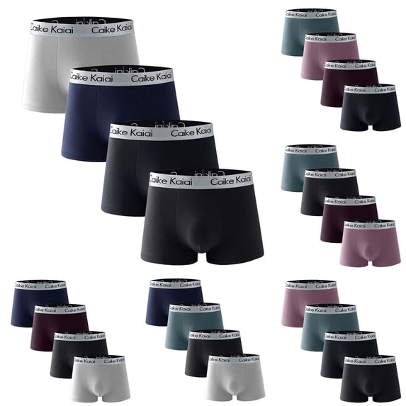 Lovzfmll Men's Underwear 4-Pack Boxer Briefs, Breathable Comfort Plus Size Cotton Underwear, Soft Stretch Everyday Wear Boxers