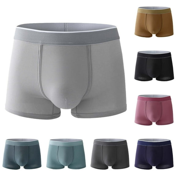 Lovzfmll Men's Underwear, Breathable Comfort Plus Size Cotton Boxer Briefs, Soft Stretch Boxer Shorts with Pouch Support, Everyday Casual Wear