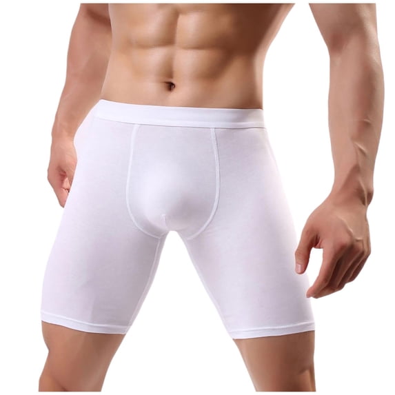 Lovzfmll Men's Underwear, Cotton Stretch Knee Length Board Shorts, Comfortable Low Rise Boxers, Solid Color Bottoms