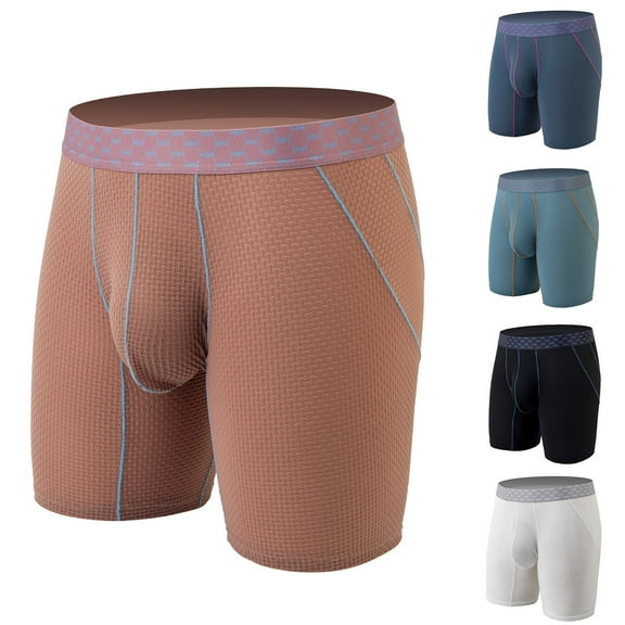 Lovzfmll Men's Underwear, Ice Silk Boxer Briefs, Solid Color Underwear, Breathable Lightweight Comfort Shorts