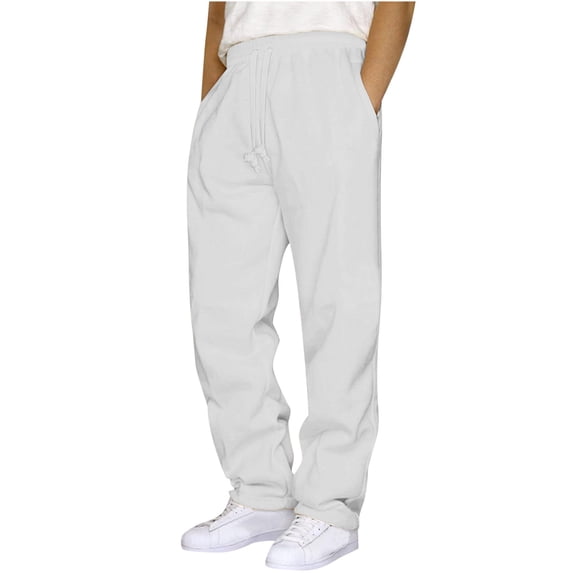 Lovzfmll Men's Work Pants, Athletic Casual Trousers with Drawstring Waist & Pockets, Straight-Leg Full Length Sweatpants, Utility Active Fit Fall Clothes