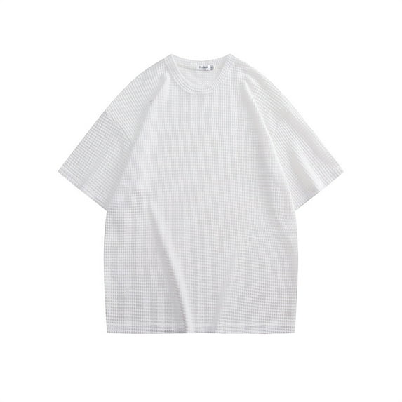 Lovzfmll Mens Shirts, Plus Side Men Short Sleeve Summer Crew Neck Causal Solid Color Blouse New Loose Sport Ripped T-shirt Adult Comfortable and Lightweight Cotton T-Shirt Light White 4XL