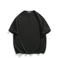 thumbnail image 1 of Lovzfmll Mens Shirts, Plus Side Men Short Sleeve Summer Round Neck Causal Solid Color Blouse New Loose Daily Sports T-shirt Adult Comfortable and Lightweight Cotton T-Shirt Black 3XL, 1 of 8