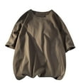 thumbnail image 1 of Lovzfmll Mens Shirts, Plus Side Men Short Sleeve Summer Round Neck Causal Solid Color Blouse New Loose Daily Sports T-shirt Adult Comfortable and Lightweight Cotton T-Shirt Brown XL, 1 of 7
