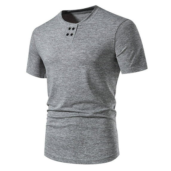 Lovzfmll Mens T-Shirts, Mens Summer Casual Lightweight and Comfortable Fashion Quick Dry Basic Short Sleeve T-Shirts Solid Color Pullover Round Neck Daily Loose T Shirt Blouse Gray L