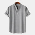 thumbnail image 1 of Lovzfmll Mens T-Shirts, Mens Summer Fashion Quick Dry Casual Lightweight and Comfortable Basic Short Sleeve T-Shirts Solid Color Stand Collar Button Closure Shirt Loose Daily Blouse Gray M, 1 of 9
