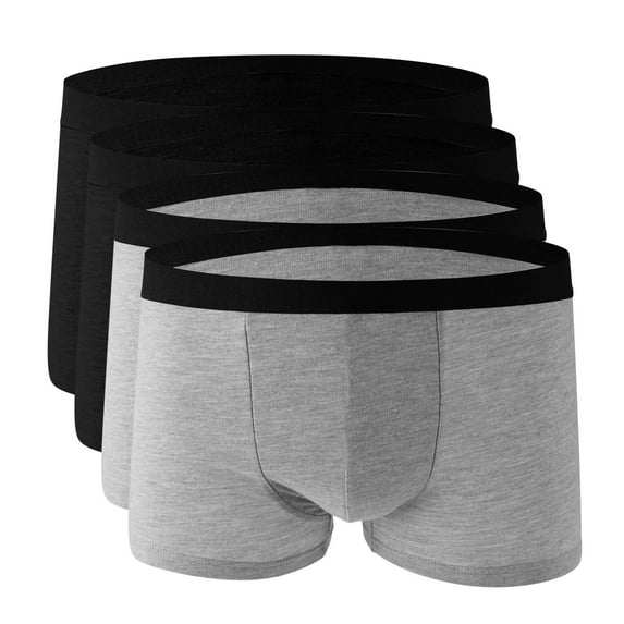 Lovzfmll Mens Trunks Underwear Cotton Boxer Briefs Short Leg Comfortable Underpants Lightweight Breathable Fashionable Shorts Solid Color Underwear 4 Pack 4PC (Black & Gray) 2XL