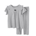 thumbnail image 1 of Lovzfmll Modal Ruffle Pajama Set for Girls, Short Sleeve Flutter Top & Loose Pants, Princess Style Sleepwear Outfits for Kids 7-8 Years, 1 of 7