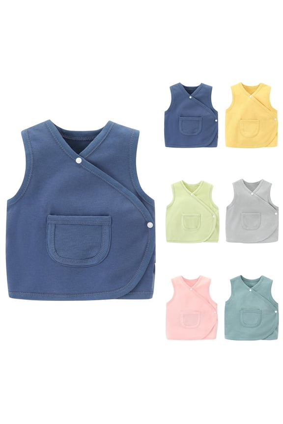 Newborn Toddlers Double-Layer Vest, Thin Open Front Belly Protection, Essential Warm Winter Wear for Babies for 0-3 Years
