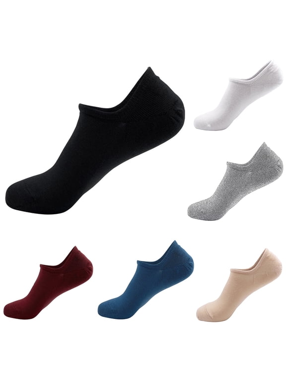 No-Show Socks for Women, Non-Slip Flat Bottom Low Cut, Breathable Summer Invisible Socks Black, Free Size