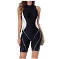 thumbnail image 1 of Lovzfmll One Piece Rash Guards for Women Crew Neck Athletic Color Block Slim, Athletic Short Sleeve Surfing Bathing Suit, White 2XL, 1 of 8