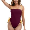 thumbnail image 1 of Lovzfmll One Piece Swimsuits for Women Square Neck Solid, High Cut Spaghetti Straps Push-Up Open Back Slimming Tummy Control Bathing Suit, Red M, 1 of 6
