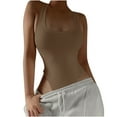 thumbnail image 1 of Lovzfmll One Piece Swimsuits for Women Square Neck Solid Slimming, Dressy High Cut Racerback Push-Up Low Back Bathing Suit, Coffee M, 1 of 5