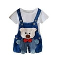 thumbnail image 1 of Lovzfmll Overalls for Boys & Girls, Animal Print Short Sleeve Strappy Denim Jumpsuit, Casual Outfits for Infant 6-12 Months, 1 of 6