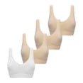 thumbnail image 1 of Lovzfmll Oversized Bras for Women! Womens Sports Bras, Yoga Comfort Seamless Stretchy Sports Bra for Women 4 Pack 4PC (Wool White & Beige) 2XL, 1 of 5