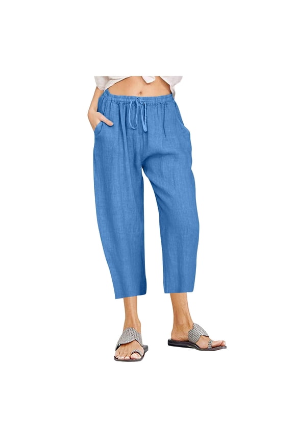 Oversized Pants for Women Women's Cargo Capri Pants Lightweight Quick Dry Hiking Pants Summer Travel Casual Capris Blue M