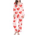 thumbnail image 1 of Lovzfmll Pajama Set for Women, Valentine's Day Print Long Sleeve Set, Collared Casual Top and Pants, Comfortable Home Sleepwear Hot Pink, XL, 1 of 8