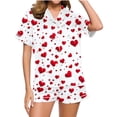 thumbnail image 1 of Lovzfmll Pajama Set for Women, Valentine's Day Print Short Sleeve Set, Collared Pocket Top & Shorts, Casual Home Sleepwear Red-B, 2XL, 1 of 5