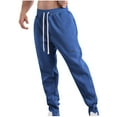 thumbnail image 1 of Lovzfmll Pants for Men Joggers, Men's Sweatpants with Pockets Button Athletic Pants Fashion Drawstring Elastic Waist Solid Color Casual Sweat Length Traning Track Pants Joggers for Men Blue XL, 1 of 3