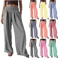 thumbnail image 1 of Lovzfmll Plaid Pants for Women, Elastic Waist Stretch Trousers, Checkered Print Casual Pants with Pockets Blue, L, 1 of 7