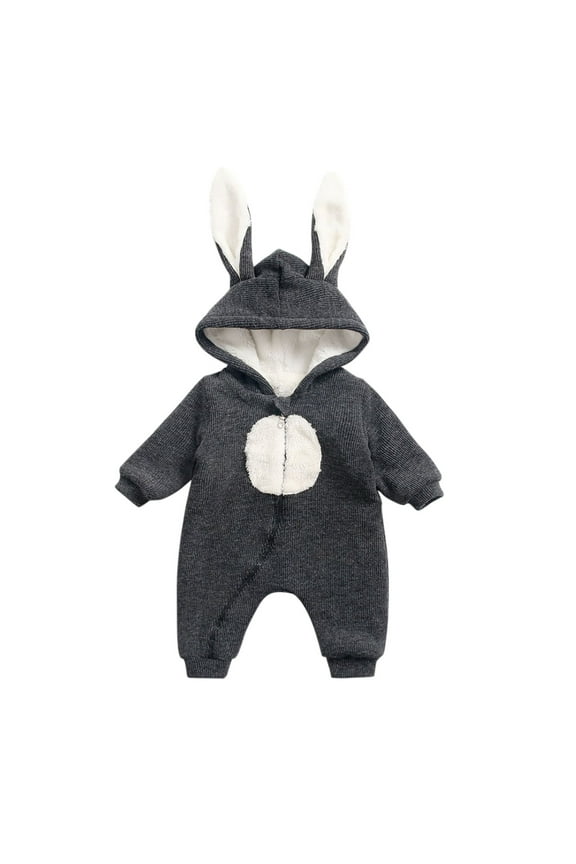 Plush Bunny Onesie, Cozy Hooded Jumpsuit, Long Sleeve Full-Zip, Thick Warm Romper for Toddler, Outfit Party Cosplay Fun Loungewear for 2-3 Years