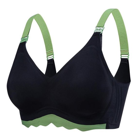 Lovzfmll Pregnant Women's Lightweight Plus Size Solid Color Padded Non-Underwire Breast Open Lactation Sleep Lactation No Rims Comfortable Breathable Nursing Bras Black 3XL