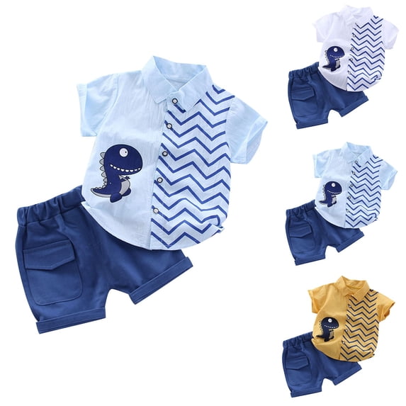 Lovzfmll Print Button Down Short Set for Boys, Short Sleeve Pocket Top & Shorts, Casual Summer Outfits for Toddler 2-3 Years