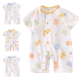 thumbnail image 1 of Lovzfmll Printed Short Sleeve Romper for Toddlers, Cotton Snap Crotch Jumpsuit for Little Boys & Girls, Summer Casual Outfits for 0-3 Months, 1 of 5