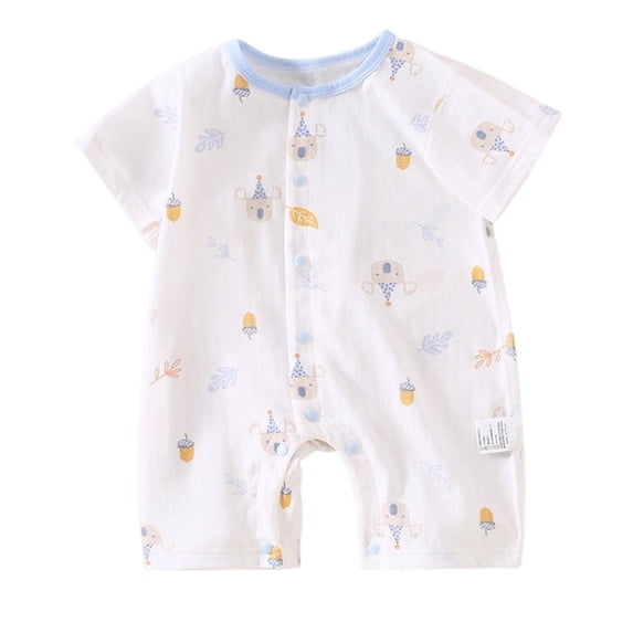 Lovzfmll Printed Short Sleeve Romper for Toddlers, Cotton Snap Crotch Jumpsuit for Little Boys & Girls, Summer Casual Outfits for 0-3 Months