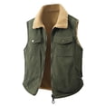 thumbnail image 1 of Lovzfmll Reversible Corduroy Vest for Men, Double Sided Sherpa Fleece, Solid Color Sleeveless, Vintage Casual, Fall Winter Wear, 1 of 9
