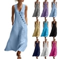 thumbnail image 1 of Lovzfmll Shift Dress for Women, Solid Color V-Neck Sleeveless, Casual Design Maxi Dress Purple, M, 1 of 8